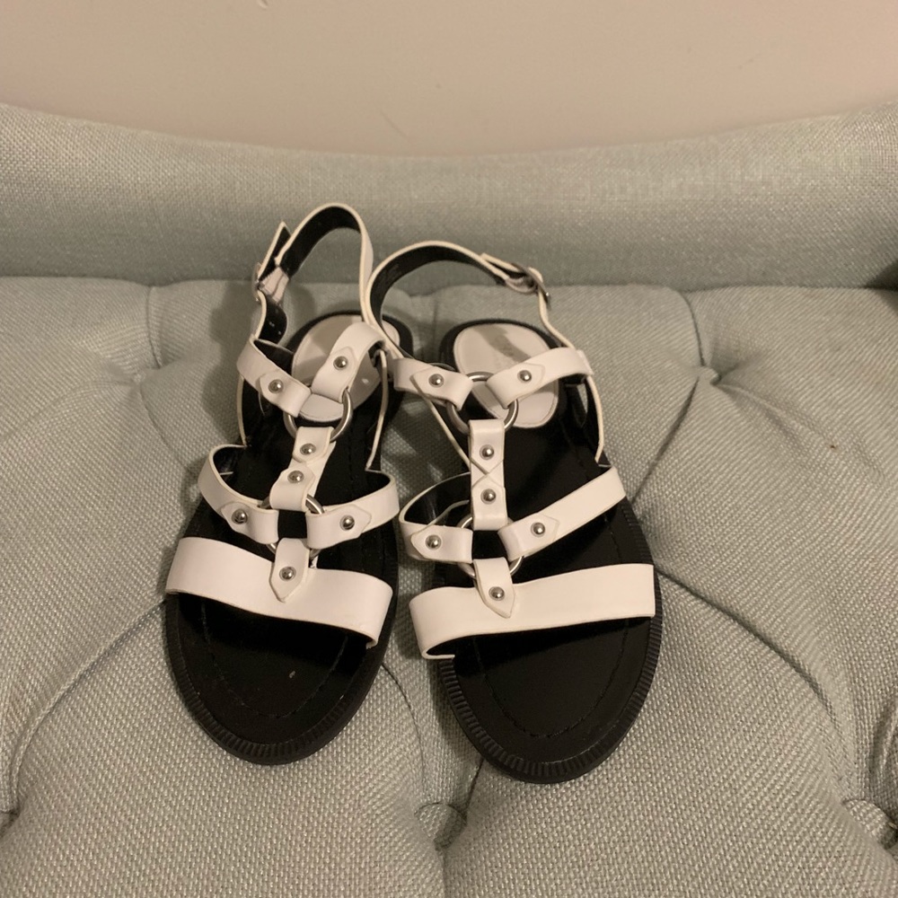 Charles David White Leather Strappy Sandals